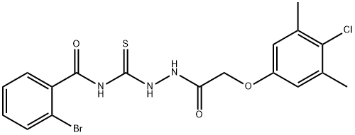 2-bromo-N-({2-[(4-chloro-3,5-dimethylphenoxy)acetyl]hydrazino}carbonothioyl)benzamide 구조식 이미지