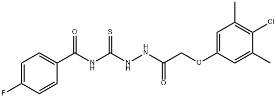 N-({2-[(4-chloro-3,5-dimethylphenoxy)acetyl]hydrazino}carbonothioyl)-4-fluorobenzamide Structure