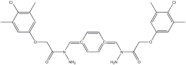 N',N''-[1,4-phenylenedi(methylylidene)]bis[2-(4-chloro-3,5-dimethylphenoxy)acetohydrazide] Structure