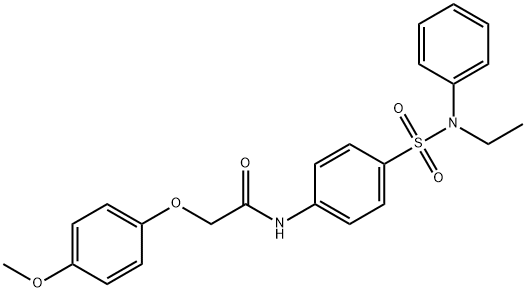 N-(4-{[ethyl(phenyl)amino]sulfonyl}phenyl)-2-(4-methoxyphenoxy)acetamide 구조식 이미지