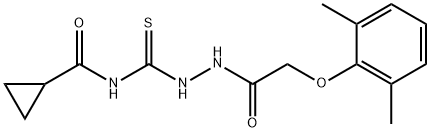 N-({2-[(2,6-dimethylphenoxy)acetyl]hydrazino}carbonothioyl)cyclopropanecarboxamide 구조식 이미지