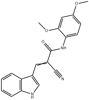 (E)-2-cyano-N-(2,4-dimethoxyphenyl)-3-(1H-indol-3-yl)prop-2-enamide 구조식 이미지