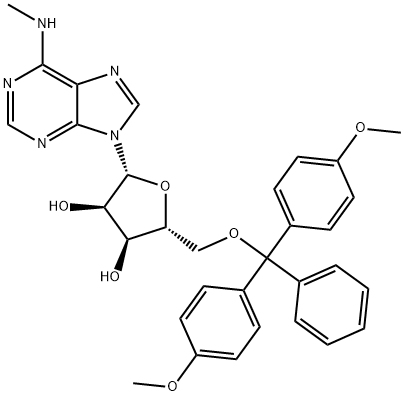 Adenosine, 5'-O-[bis(4-methoxyphenyl)phenylmethyl]-N-methyl- Structure