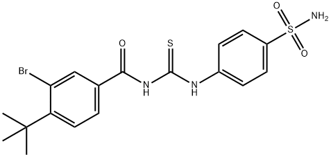 N-({[4-(aminosulfonyl)phenyl]amino}carbonothioyl)-3-bromo-4-tert-butylbenzamide 구조식 이미지