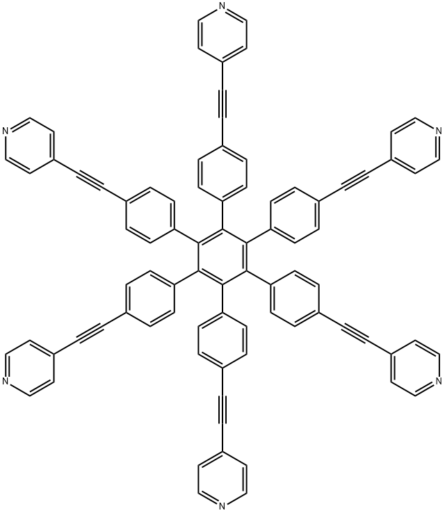 4,4'-((3',4',5',6'-tetrakis(4-(pyridin-4-ylethynyl)phenyl)-[1,1':2',1''-terphenyl]-4,4''-diyl)bis(ethyne-2,1-diyl))dipyridine Structure