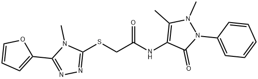 N-(1,5-dimethyl-3-oxo-2-phenylpyrazol-4-yl)-2-[[5-(furan-2-yl)-4-methyl-1,2,4-triazol-3-yl]sulfanyl]acetamide Structure