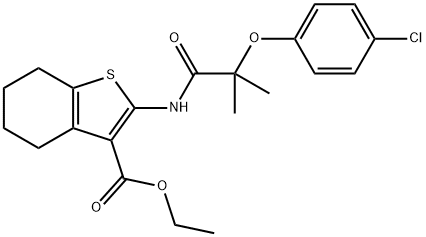 ethyl 2-{[2-(4-chlorophenoxy)-2-methylpropanoyl]amino}-4,5,6,7-tetrahydro-1-benzothiophene-3-carboxylate Structure