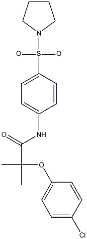 2-(4-chlorophenoxy)-2-methyl-N-(4-pyrrolidin-1-ylsulfonylphenyl)propanamide Structure