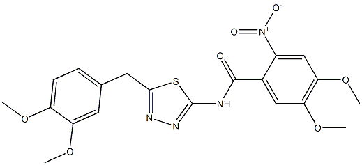 N-[5-[(3,4-dimethoxyphenyl)methyl]-1,3,4-thiadiazol-2-yl]-4,5-dimethoxy-2-nitrobenzamide Structure