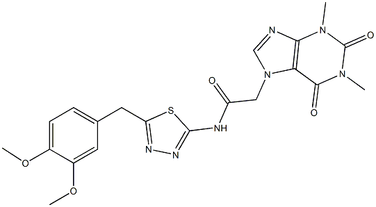 N-[5-[(3,4-dimethoxyphenyl)methyl]-1,3,4-thiadiazol-2-yl]-2-(1,3-dimethyl-2,6-dioxopurin-7-yl)acetamide Structure