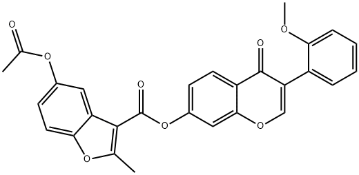 3-(2-methoxyphenyl)-4-oxo-4H-chromen-7-yl 5-acetoxy-2-methylbenzofuran-3-carboxylate Structure