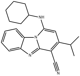 1-(cyclohexylamino)-3-isopropylbenzo[4,5]imidazo[1,2-a]pyridine-4-carbonitrile 구조식 이미지