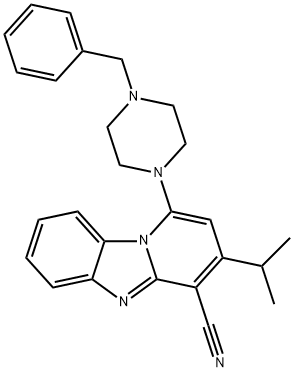1-(4-benzylpiperazin-1-yl)-3-isopropylbenzo[4,5]imidazo[1,2-a]pyridine-4-carbonitrile 구조식 이미지