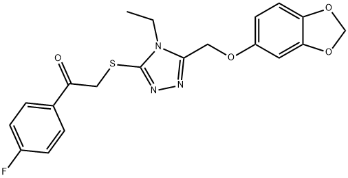 2-((5-((benzo[d][1,3]dioxol-5-yloxy)methyl)-4-ethyl-4H-1,2,4-triazol-3-yl)thio)-1-(4-fluorophenyl)ethan-1-one Structure