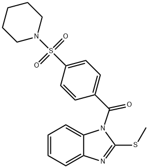 (2-(methylthio)-1H-benzo[d]imidazol-1-yl)(4-(piperidin-1-ylsulfonyl)phenyl)methanone 구조식 이미지