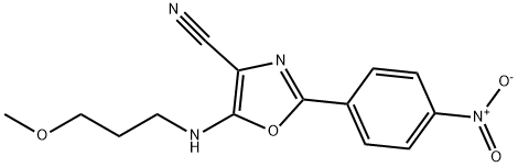 5-((3-methoxypropyl)amino)-2-(4-nitrophenyl)oxazole-4-carbonitrile 구조식 이미지