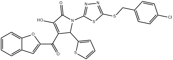 4-(1-benzofuran-2-ylcarbonyl)-1-{5-[(4-chlorobenzyl)sulfanyl]-1,3,4-thiadiazol-2-yl}-3-hydroxy-5-(2-thienyl)-1,5-dihydro-2H-pyrrol-2-one Structure