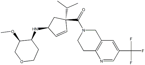 [(1S,4S)-4-[[(3S,4S)-3-methoxyoxan-4-yl]amino]-1-propan-2-ylcyclopent-2-en-1-yl]-[3-(trifluoromethyl)-7,8-dihydro-5H-1,6-naphthyridin-6-yl]methanone Structure