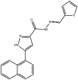 (E)-3-(naphthalen-1-yl)-N-(thiophen-2-ylmethylene)-1H-pyrazole-5-carbohydrazide 구조식 이미지