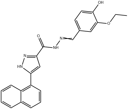 (E)-N-(3-ethoxy-4-hydroxybenzylidene)-3-(naphthalen-1-yl)-1H-pyrazole-5-carbohydrazide 구조식 이미지