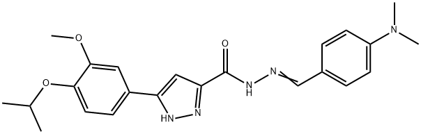 (E)-N-(4-(dimethylamino)benzylidene)-3-(4-isopropoxy-3-methoxyphenyl)-1H-pyrazole-5-carbohydrazide 구조식 이미지