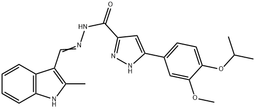 (E)-3-(4-isopropoxy-3-methoxyphenyl)-N-((2-methyl-1H-indol-3-yl)methylene)-1H-pyrazole-5-carbohydrazide 구조식 이미지