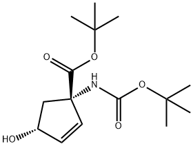 tert-butyl(1S,4R)-1-((tert-butoxycarbonyl)amino)-4-hydroxycyclopent-2-ene-1-carboxylate Structure
