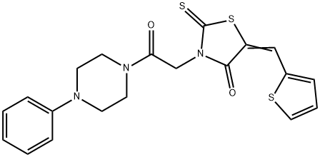 (E)-3-(2-oxo-2-(4-phenylpiperazin-1-yl)ethyl)-5-(thiophen-2-ylmethylene)-2-thioxothiazolidin-4-one Structure