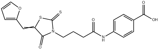 (E)-4-(4-(5-(furan-2-ylmethylene)-4-oxo-2-thioxothiazolidin-3-yl)butanamido)benzoic acid Structure