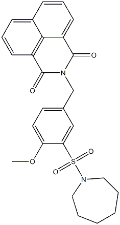 2-[[3-(azepan-1-ylsulfonyl)-4-methoxyphenyl]methyl]benzo[de]isoquinoline-1,3-dione 구조식 이미지