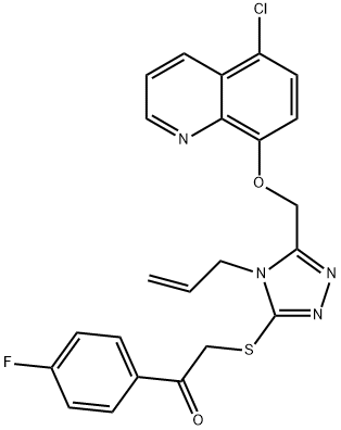 2-[[5-[(5-chloroquinolin-8-yl)oxymethyl]-4-prop-2-enyl-1,2,4-triazol-3-yl]sulfanyl]-1-(4-fluorophenyl)ethanone Structure