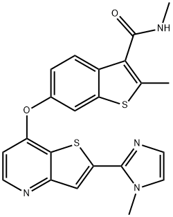 N,2-dimethyl-6-((2-(1-methyl-1H-imidazol-2-yl)thieno[3,2-b]pyridin-7-yl)oxy)benzo[b]thiophene-3-carboxamide Structure