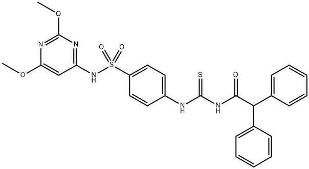 N-{[(4-{[(2,6-dimethoxy-4-pyrimidinyl)amino]sulfonyl}phenyl)amino]carbonothioyl}-2,2-diphenylacetamide 구조식 이미지