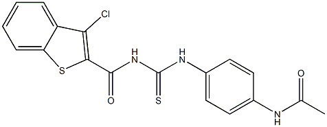 N-({[4-(acetylamino)phenyl]amino}carbonothioyl)-3-chloro-1-benzothiophene-2-carboxamide Structure