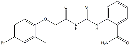 2-[({[(4-bromo-2-methylphenoxy)acetyl]amino}carbonothioyl)amino]benzamide 구조식 이미지