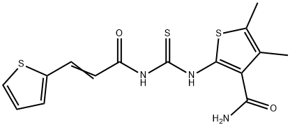 4,5-dimethyl-2-[({[3-(2-thienyl)acryloyl]amino}carbonothioyl)amino]-3-thiophenecarboxamide 구조식 이미지