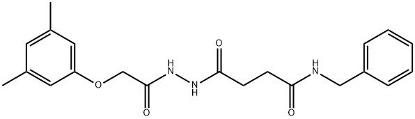 N-benzyl-4-[2-[2-(3,5-dimethylphenoxy)acetyl]hydrazinyl]-4-oxobutanamide 구조식 이미지
