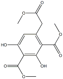 1,3-Benzenedicarboxylicacid, 2,4-dihydroxy-6-(2-methoxy-2-oxoethyl)-, 1,3-dimethyl ester Structure