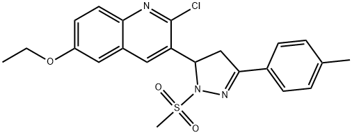 2-chloro-6-ethoxy-3-(1-(methylsulfonyl)-3-(p-tolyl)-4,5-dihydro-1H-pyrazol-5-yl)quinoline 구조식 이미지