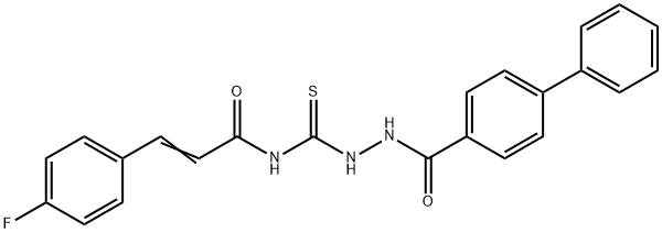 N-{[2-(4-biphenylylcarbonyl)hydrazino]carbonothioyl}-3-(4-fluorophenyl)acrylamide 구조식 이미지