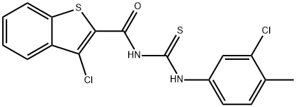 3-chloro-N-{[(3-chloro-4-methylphenyl)amino]carbonothioyl}-1-benzothiophene-2-carboxamide 구조식 이미지