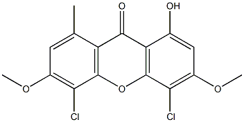 9H-Xanthen-9-one, 4,5-dichloro-1-hydroxy-3,6-dimethoxy-8-methyl- 구조식 이미지