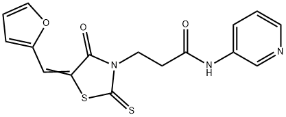 (E)-3-(5-(furan-2-ylmethylene)-4-oxo-2-thioxothiazolidin-3-yl)-N-(pyridin-3-yl)propanamide 구조식 이미지