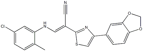 (E)-2-(4-(benzo[d][1,3]dioxol-5-yl)thiazol-2-yl)-3-((5-chloro-2-methylphenyl)amino)acrylonitrile Structure