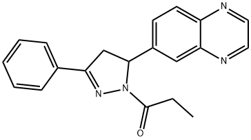1-(3-phenyl-5-(quinoxalin-6-yl)-4,5-dihydro-1H-pyrazol-1-yl)propan-1-one 구조식 이미지