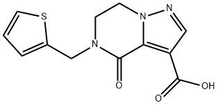 4-Oxo-5-(Thiophen-2-Ylmethyl)-4,5,6,7-Tetrahydropyrazolo[1,5-A]Pyrazine-3-Carboxylic Acid 구조식 이미지