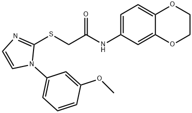 N-(2,3-dihydrobenzo[b][1,4]dioxin-6-yl)-2-((1-(3-methoxyphenyl)-1H-imidazol-2-yl)thio)acetamide Structure