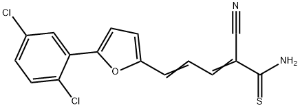 2-Cyano-5-[5-(2,5-dichloro-phenyl)-furan-2-yl]-penta-2,4-dienethioic acid amide Structure