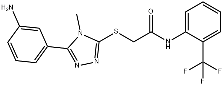 2-{[5-(3-aminophenyl)-4-methyl-4H-1,2,4-triazol-3-yl]sulfanyl}-N-[2-(trifluoromethyl)phenyl]acetamide 구조식 이미지