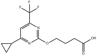 4-([4-Cyclopropyl-6-(trifluoromethyl)pyrimidin-2-yl]oxy)butanoic acid 구조식 이미지